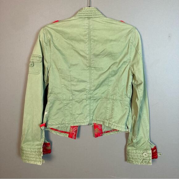 Abercrombie & Fitch jacket medium military Y2K green Asian brocade Bella Swan - Picture 6 of 15